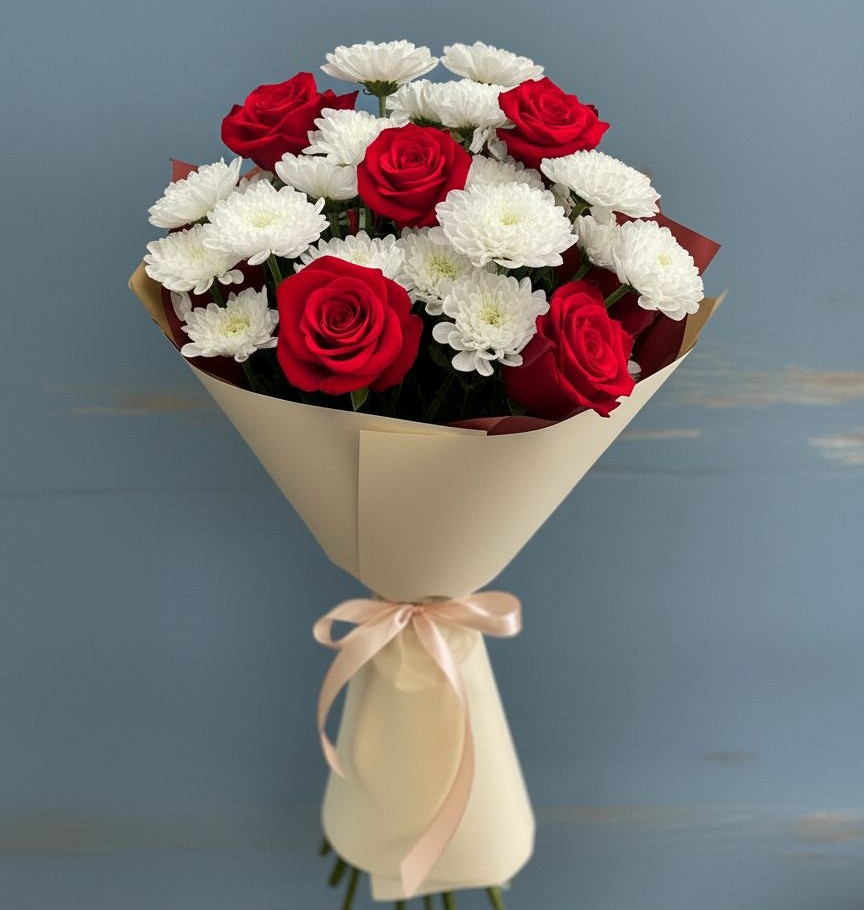 Букет цветов из: Розы и Хризантемы в Видяево