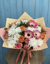 Букет цветов из:  Розы, Герберы и Хризантемы в Видяево