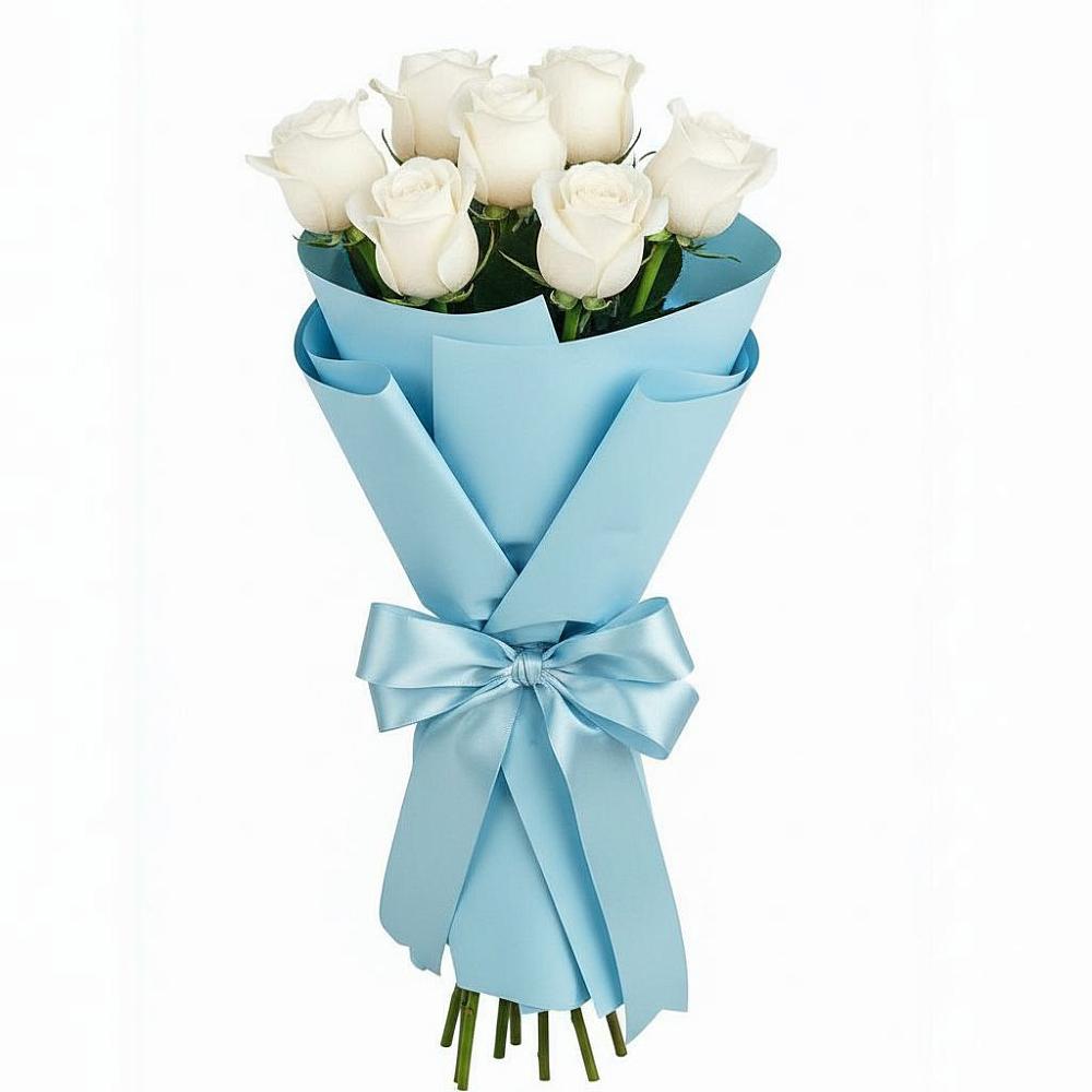 Букет 7 белых роз Проуд в Видяево