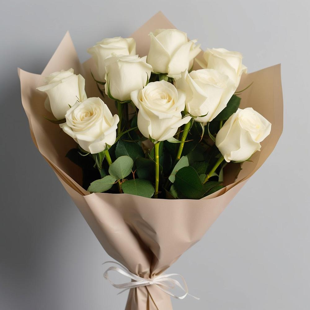 Букет 9 Белых роз Эдлесс Лав в Видяево