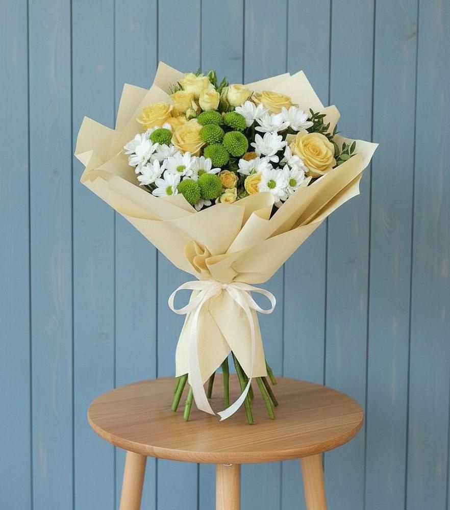 Букет цветов из: Хризантемы и Розы в Видяево