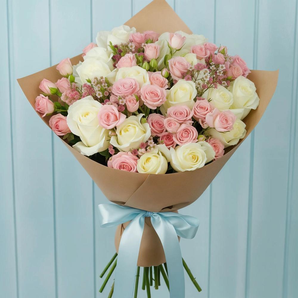 Букет романтичный подарок в Видяево Букет цветов из: Розы в Видяево