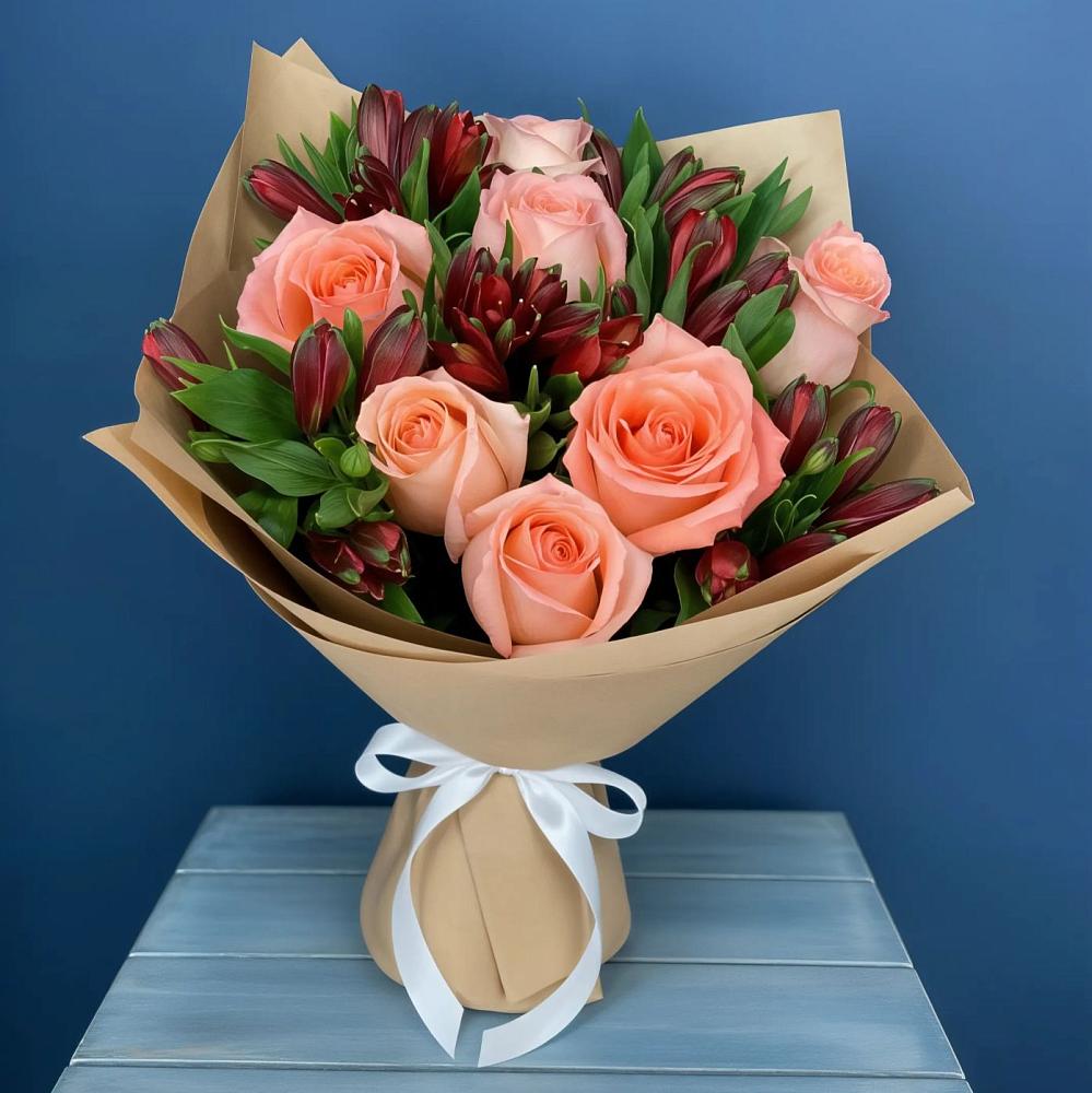 Букет цветов из: Розы и Альстромерии в Видяево