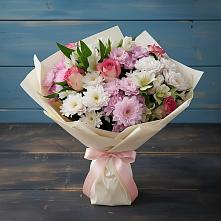 Букет цветов из:  Хризантемы, Альстромерии и Розы в Видяево