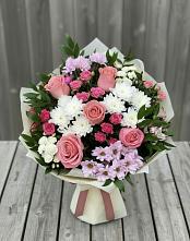 Букет цветов из:  Альстромерии, Гвоздики, Розы и Хризантемы в Видяево