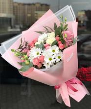 Букет цветов из:  Розы, Лизиантусы и Хризантемы в Видяево