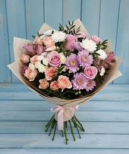 Букет цветов из:  Хризантемы, Розы и Альстромерии в Видяево