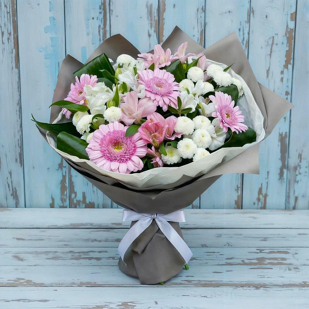 Букет цветов из: Герберы, Альстромерии и Хризантемы в Видяево